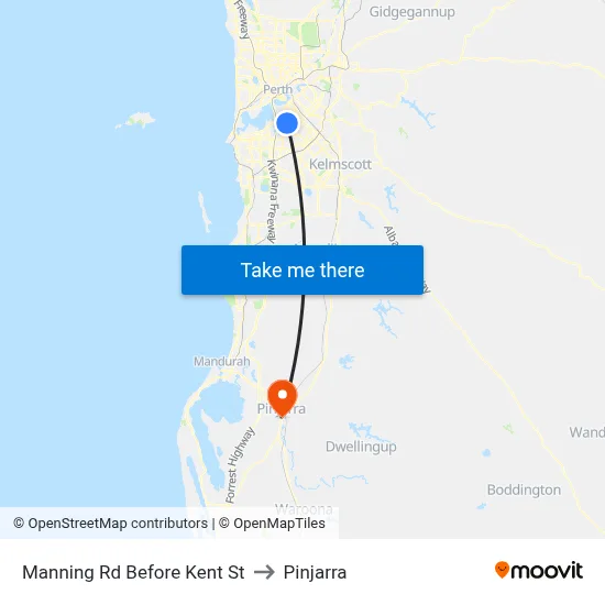 Manning Rd Before Kent St to Pinjarra map