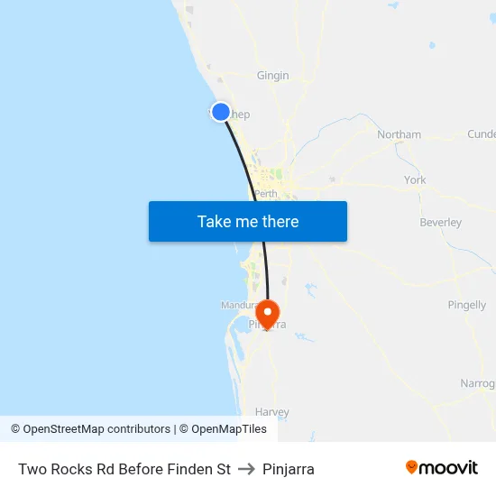 Two Rocks Rd Before Finden St to Pinjarra map