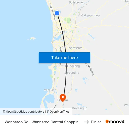 Wanneroo Rd - Wanneroo Central Shopping Ctr to Pinjarra map