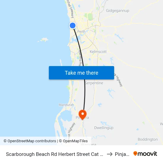 Scarborough Beach Rd Herbert Street Cat Id 27 to Pinjarra map