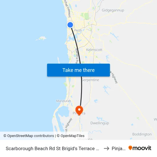 Scarborough Beach Rd St Brigid's Terrace Cat Id 29 to Pinjarra map