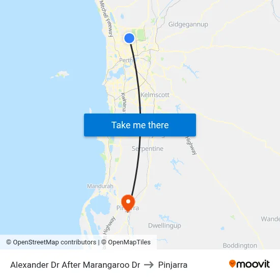 Alexander Dr After Marangaroo Dr to Pinjarra map