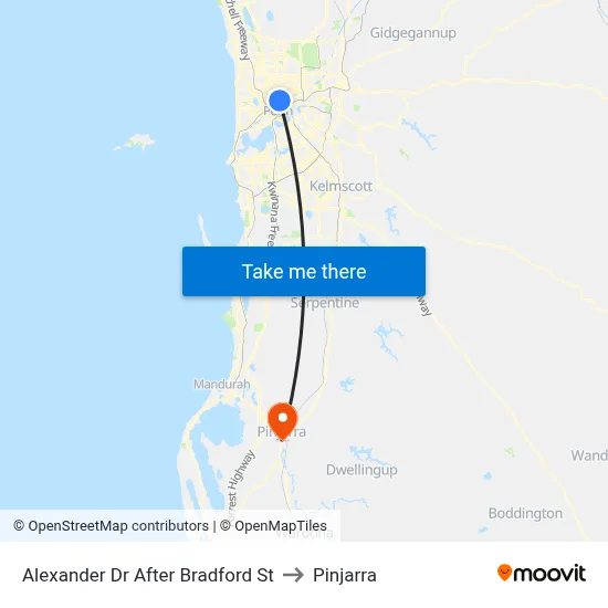 Alexander Dr After Bradford St to Pinjarra map