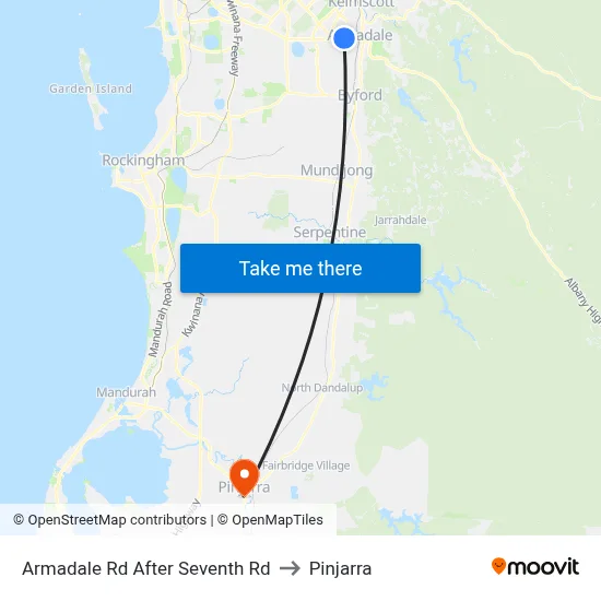 Armadale Rd After Seventh Rd to Pinjarra map