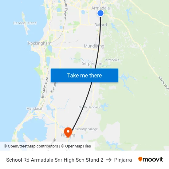 School Rd Armadale Snr High Sch Stand 2 to Pinjarra map