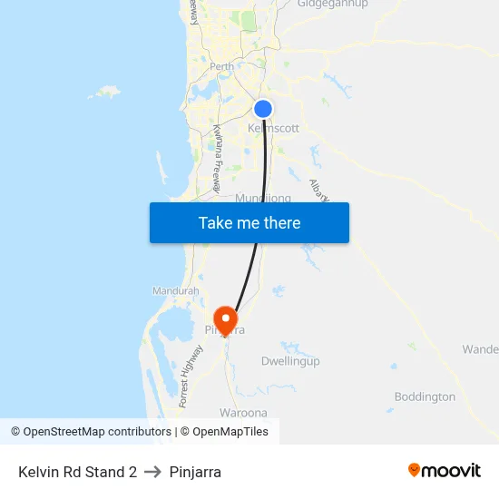 Kelvin Rd Stand 2 to Pinjarra map