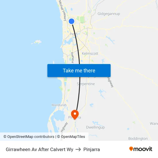 Girrawheen Av After Calvert Wy to Pinjarra map