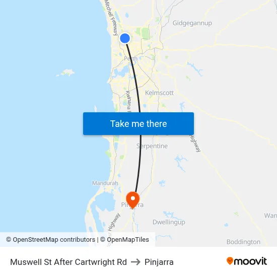 Muswell St After Cartwright Rd to Pinjarra map