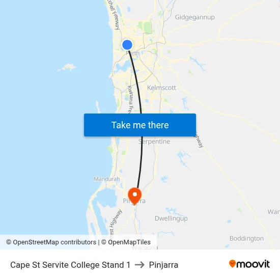Cape St Servite College Stand 1 to Pinjarra map