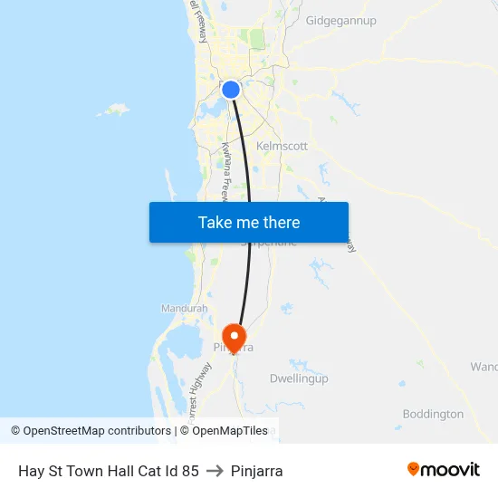 Hay St Town Hall Cat Id 85 to Pinjarra map