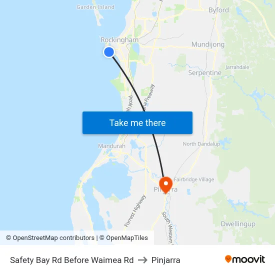 Safety Bay Rd Before Waimea Rd to Pinjarra map