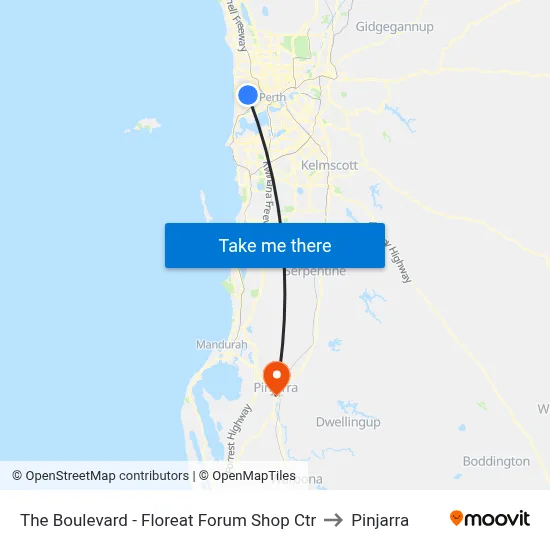 The Boulevard  - Floreat Forum Shop Ctr to Pinjarra map
