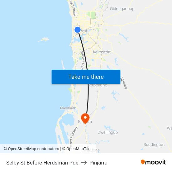 Selby St Before Herdsman Pde to Pinjarra map