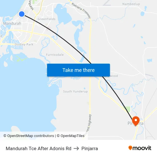 Mandurah Tce After Adonis Rd to Pinjarra map