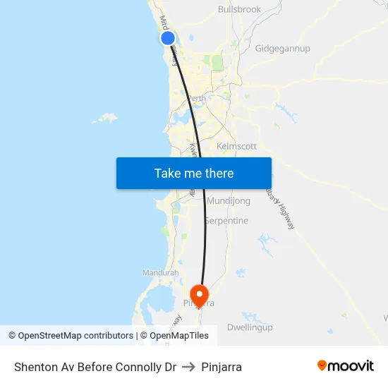 Shenton Av Before Connolly Dr to Pinjarra map