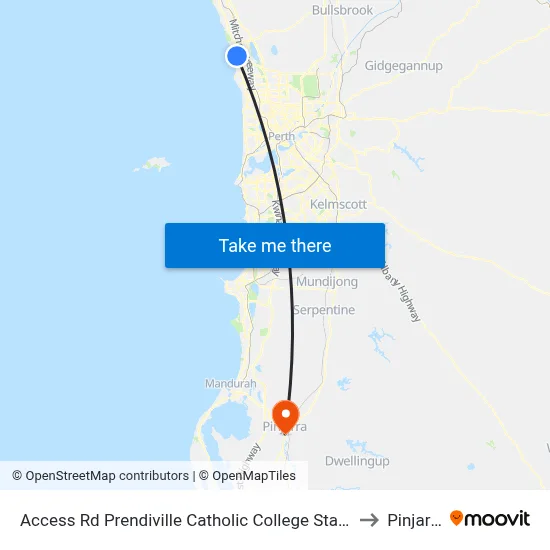 Access Rd Prendiville Catholic College Stand 3 to Pinjarra map