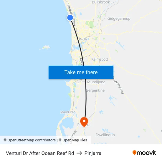 Venturi Dr After Ocean Reef Rd to Pinjarra map