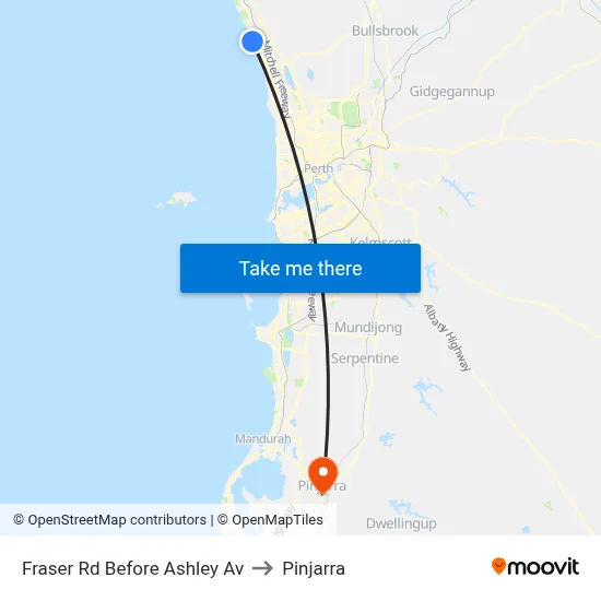 Fraser Rd Before Ashley Av to Pinjarra map