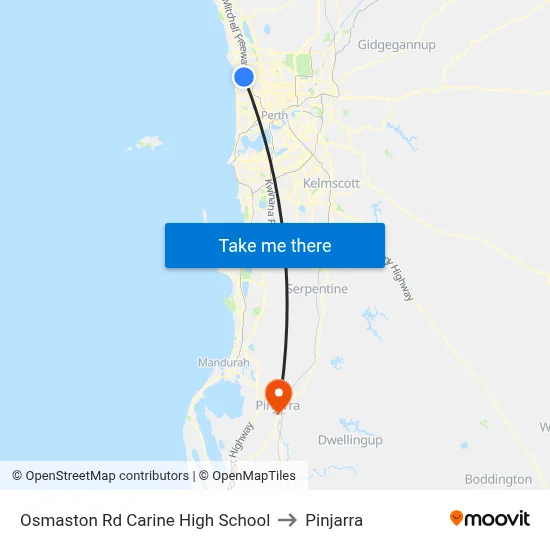 Osmaston Rd Carine High School to Pinjarra map