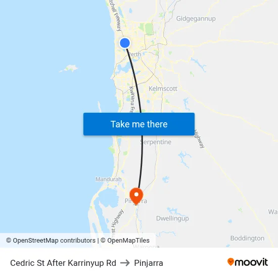 Cedric St After Karrinyup Rd to Pinjarra map