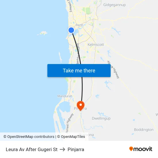 Leura Av After Gugeri St to Pinjarra map