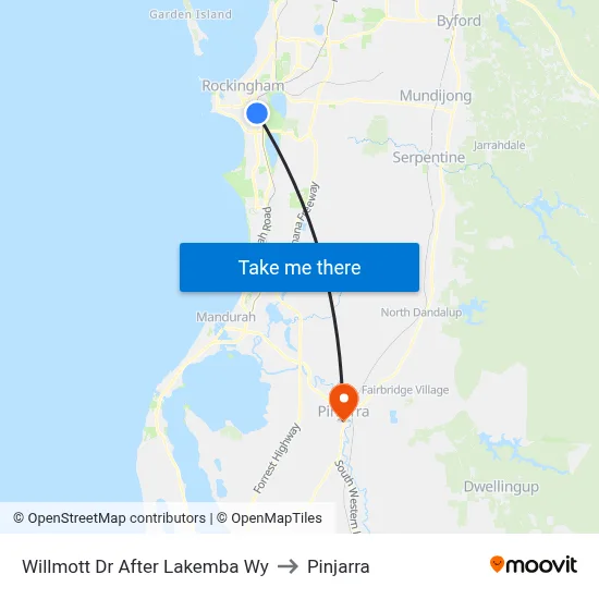 Willmott Dr After Lakemba Wy to Pinjarra map
