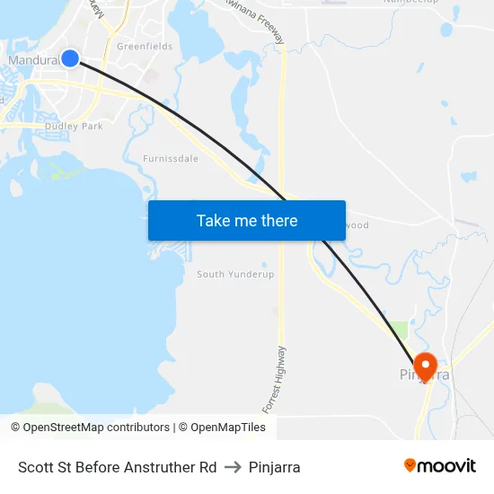 Scott St Before Anstruther Rd to Pinjarra map
