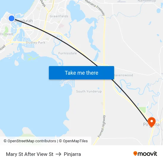 Mary St After View St to Pinjarra map