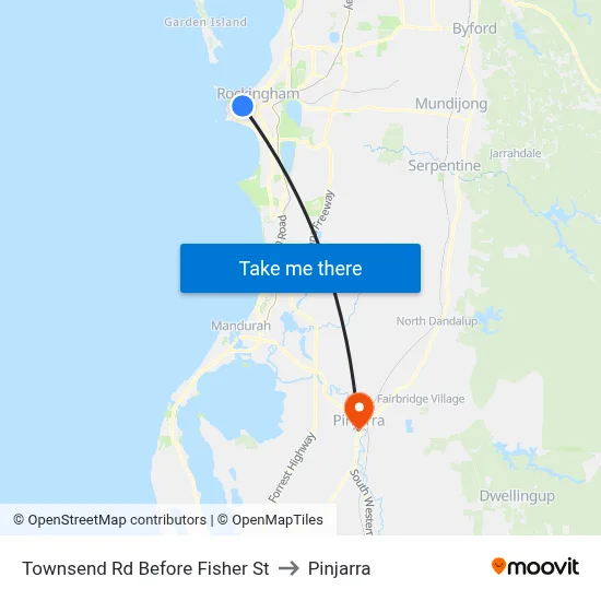 Townsend Rd Before Fisher St to Pinjarra map