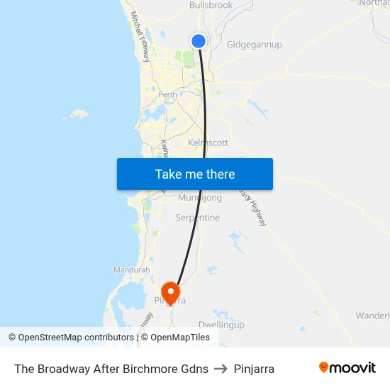The Broadway   After Birchmore Gdns to Pinjarra map
