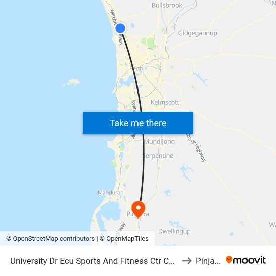 University Dr Ecu Sports And Fitness Ctr Cat Id 29 to Pinjarra map