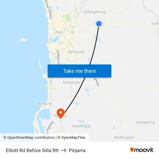 Elliott Rd Before Silia Rtt to Pinjarra map