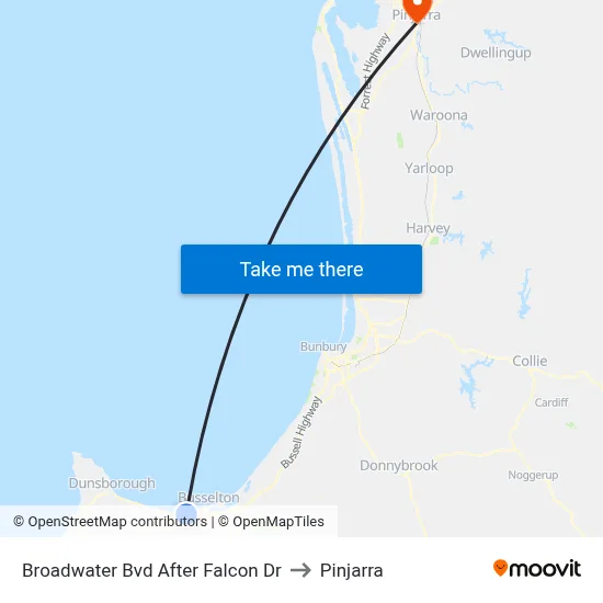 Broadwater Bvd After Falcon Dr to Pinjarra map