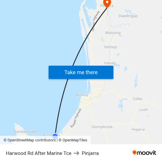 Harwood Rd After Marine Tce to Pinjarra map