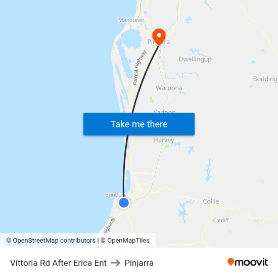 Vittoria Rd After Erica Ent to Pinjarra map