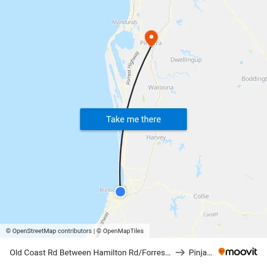 Old Coast Rd Between Hamilton Rd/Forrest Hwy to Pinjarra map