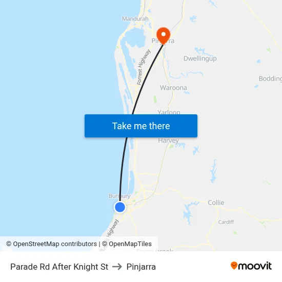 Parade Rd After Knight St to Pinjarra map