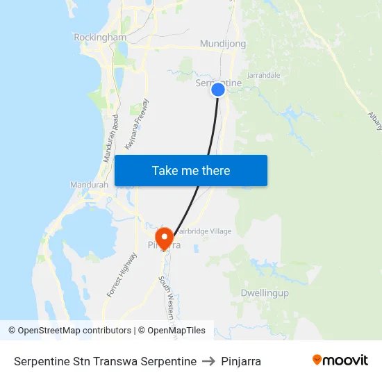 Serpentine Stn Transwa Serpentine to Pinjarra map