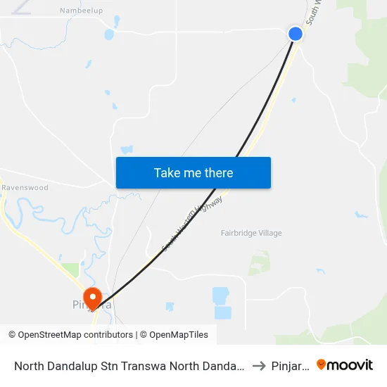 North Dandalup Stn Transwa North Dandalup to Pinjarra map