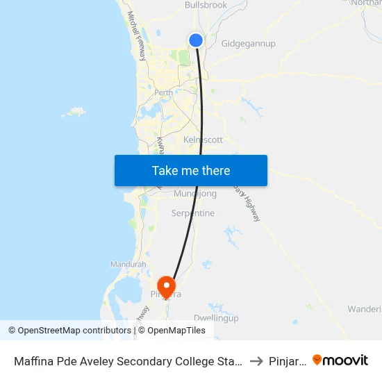 Maffina Pde Aveley Secondary College Stand 3 to Pinjarra map