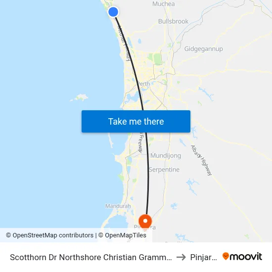Scotthorn Dr Northshore Christian Grammar to Pinjarra map