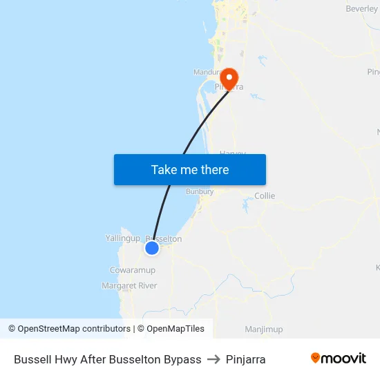Bussell Hwy After Busselton Bypass to Pinjarra map