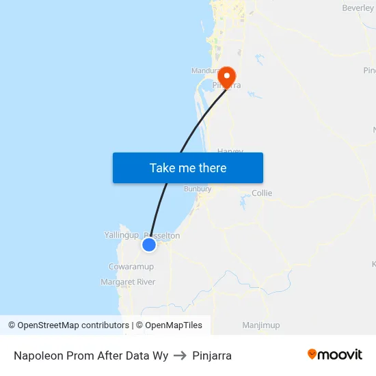 Napoleon Prom After Data Wy to Pinjarra map