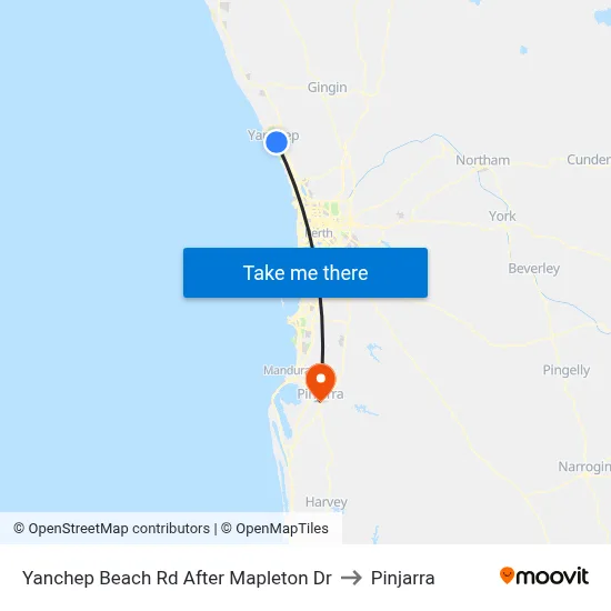 Yanchep Beach Rd After Mapleton Dr to Pinjarra map