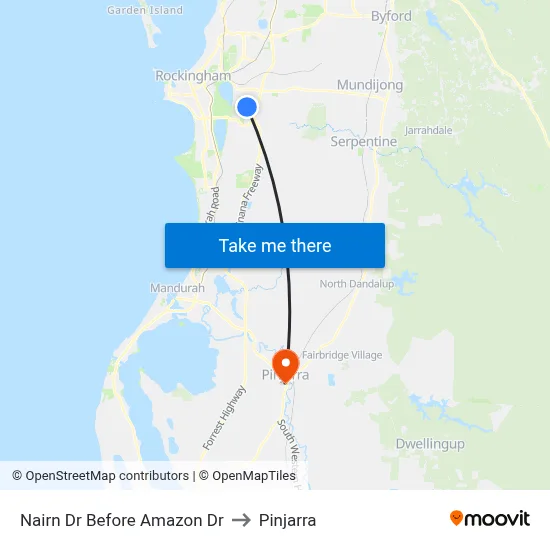Nairn Dr Before Amazon Dr to Pinjarra map