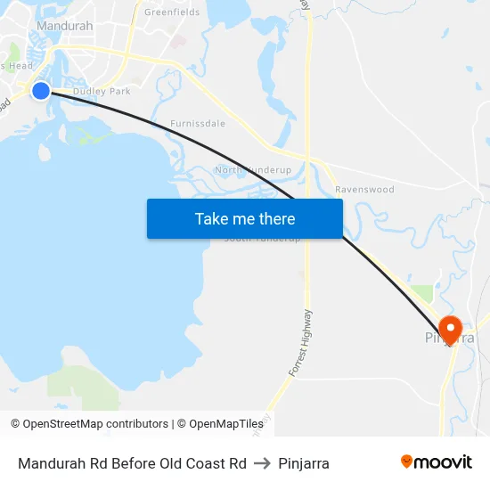 Mandurah Rd Before Old Coast Rd to Pinjarra map