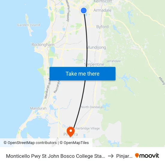 Monticello Pwy St John Bosco College Stand 1 to Pinjarra map
