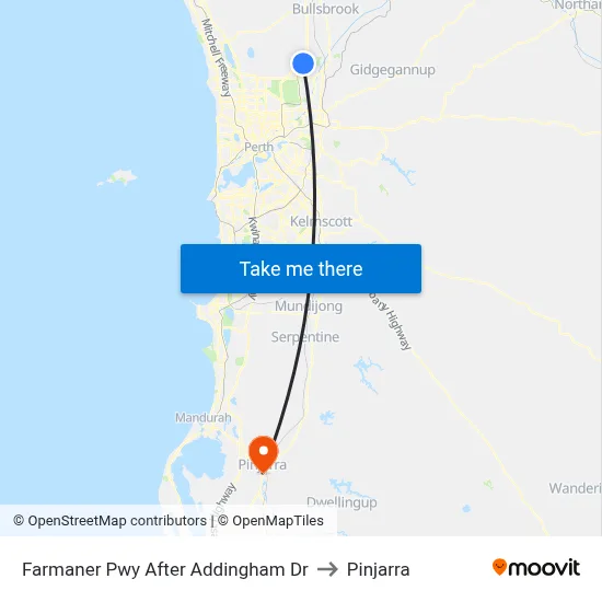 Farmaner Pwy After Addingham Dr to Pinjarra map