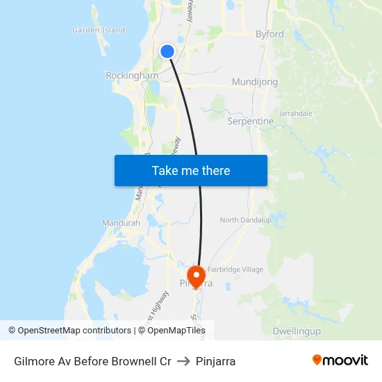 Gilmore Av Before Brownell Cr to Pinjarra map