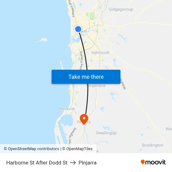 Harborne St After Dodd St to Pinjarra map